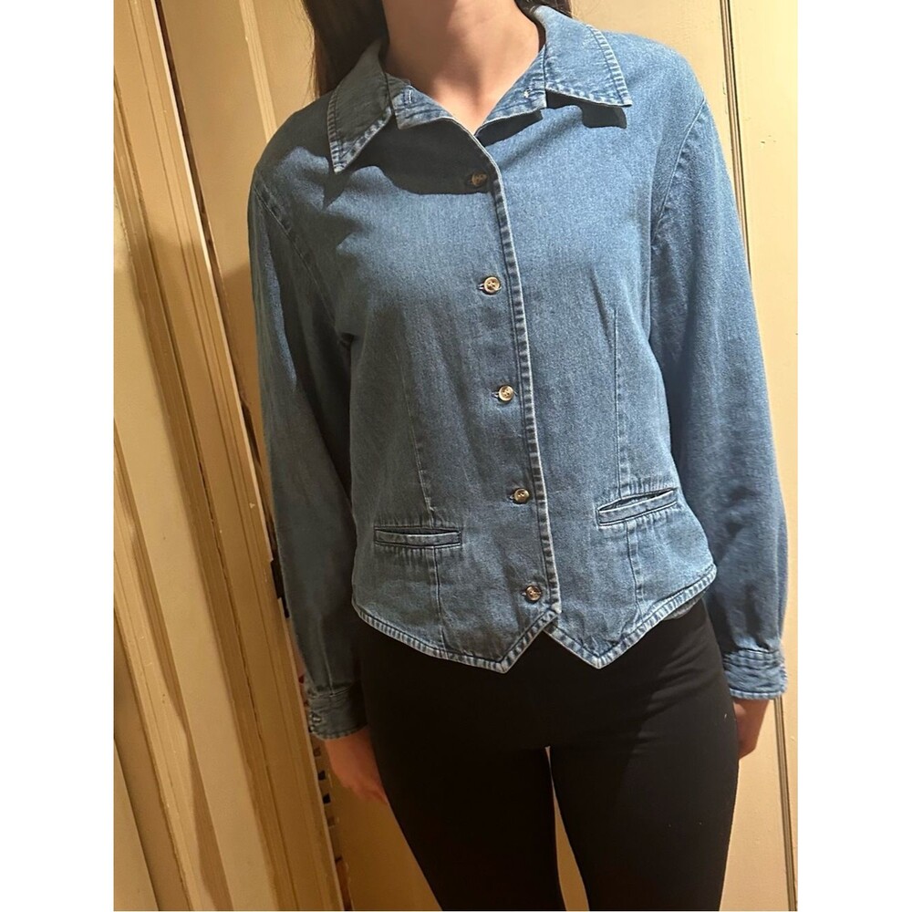 Talbots Classic Blue Denim Button-Front Jacket